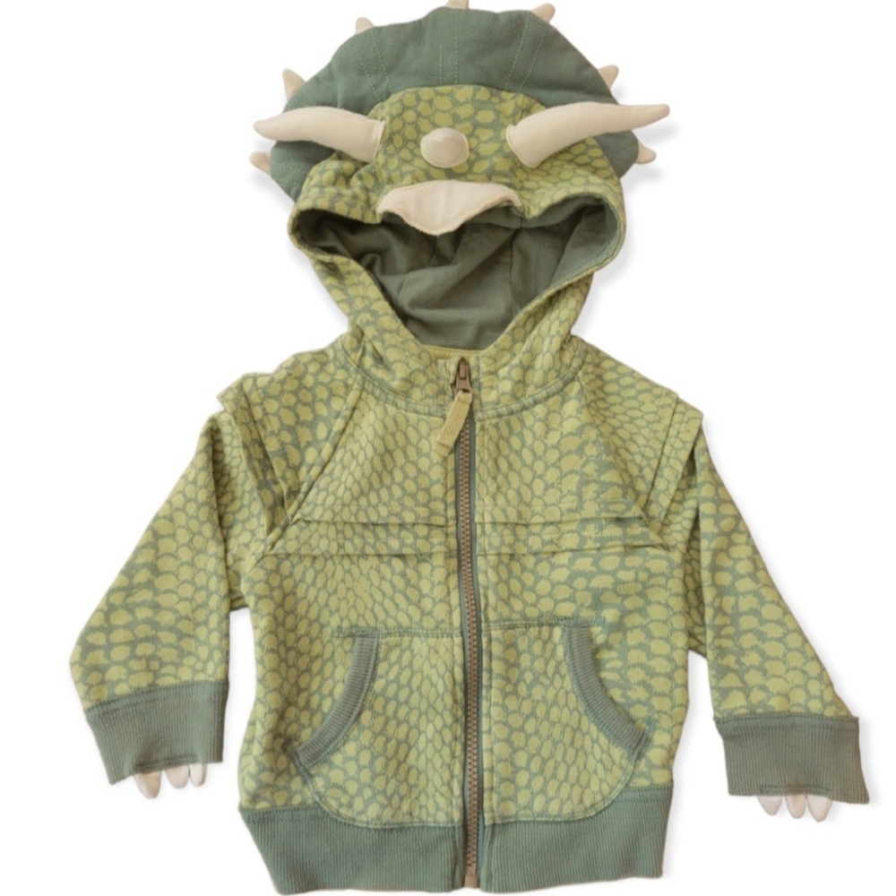 Oshkosh Green Dino Zip Up Hoodie Jacket, Size 2T